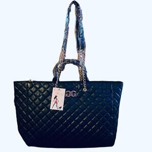 Gilda Paris Large Black Quilted Tote NWT, MSRP $199